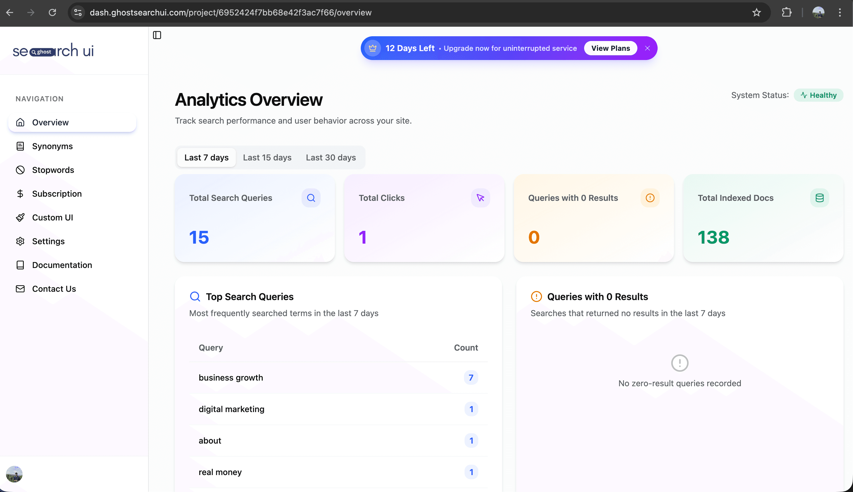 Search Analytics Dashboard